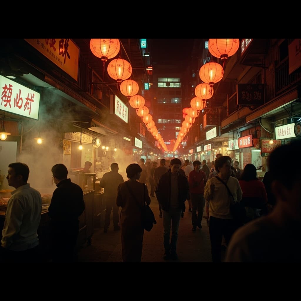 Street Night Market Wide
