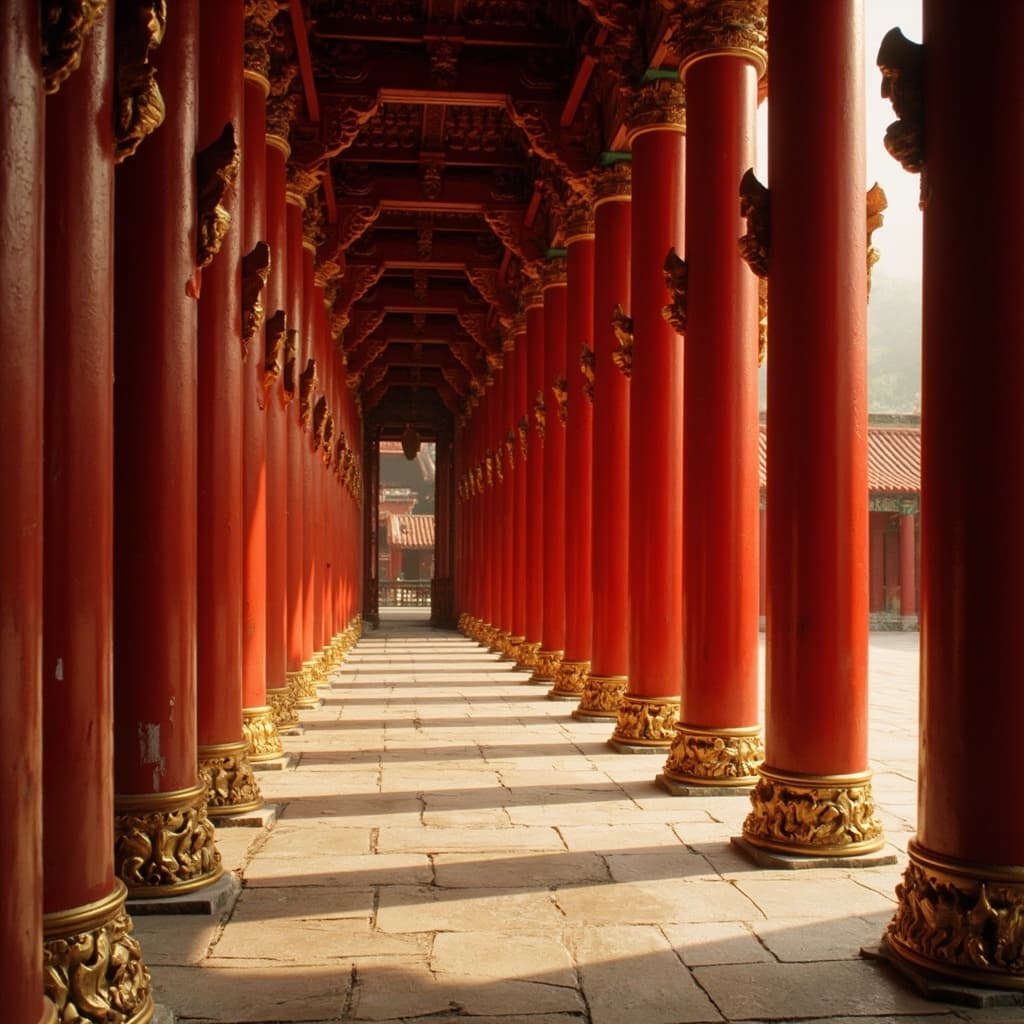 Temple Red Pillars