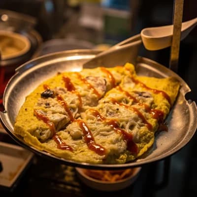 Taiwanese Oyster Omelet with Sweet Chili Sauce