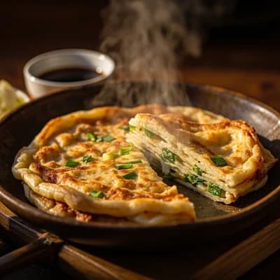 Crispy Scallion Pancake Taiwanese Street Food