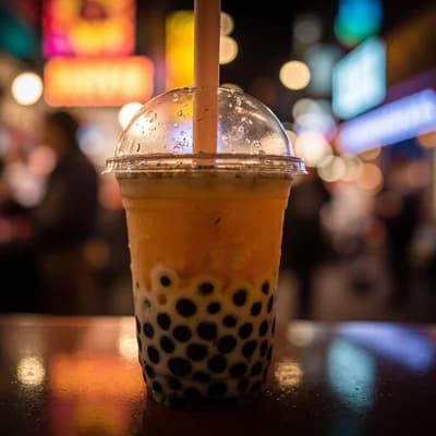 Pearl Milk Tea Close-up Bokeh Background