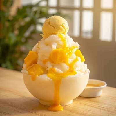 Mango Snowflake Shaved Ice Dessert