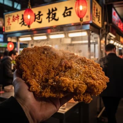 Taiwanese Fried Chicken Cutlet at Night Market