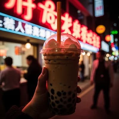 Pearl Milk Tea Bubble Tea at Night Market