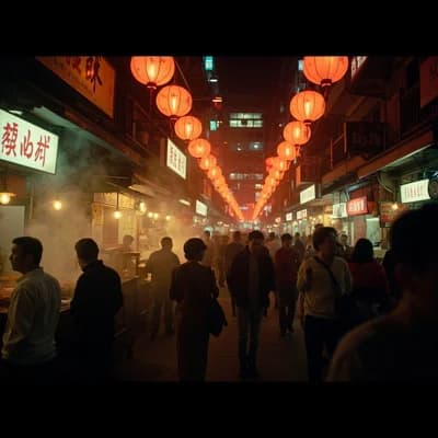 Street Night Market Wide