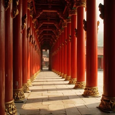 Temple Red Pillars