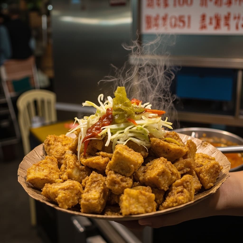 Taiwanese Stinky Tofu with Pickled Cabbage